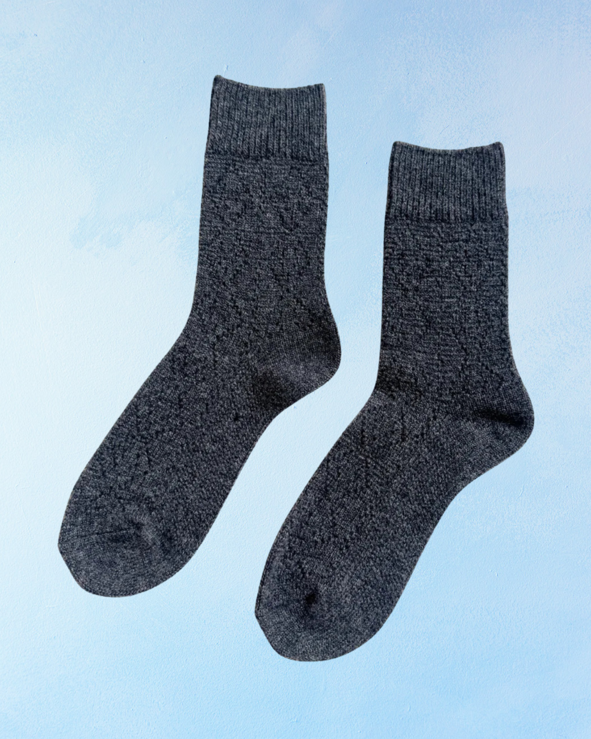 socks - cashmere pointelle - charcoal