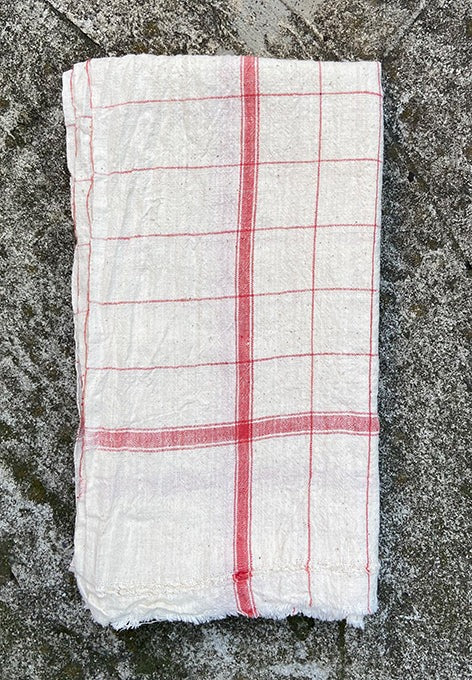 kitchen towel - unbleached red check