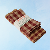 placemat and napkin set - burgundy check