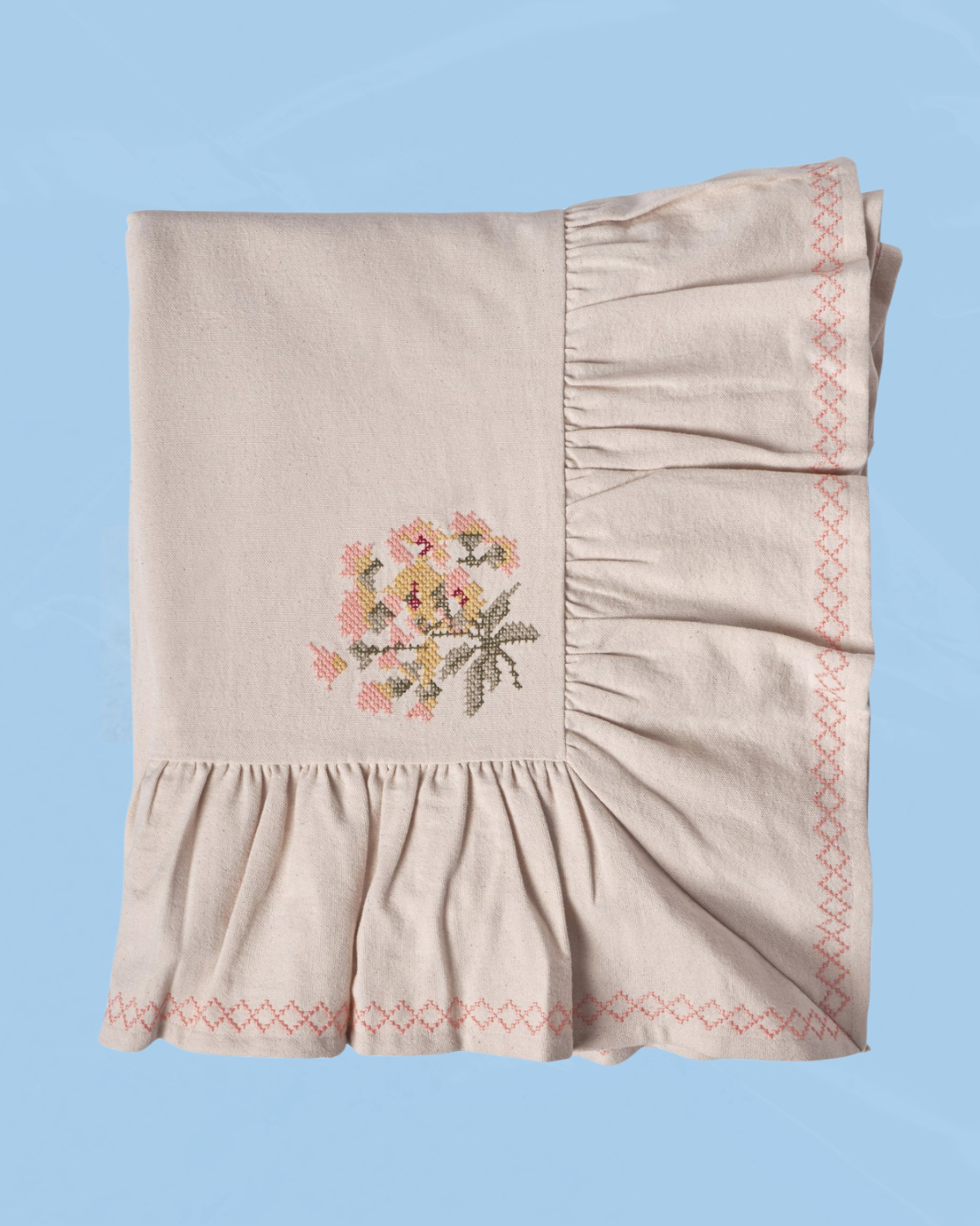 tablecloth - heirloom embroidered frill