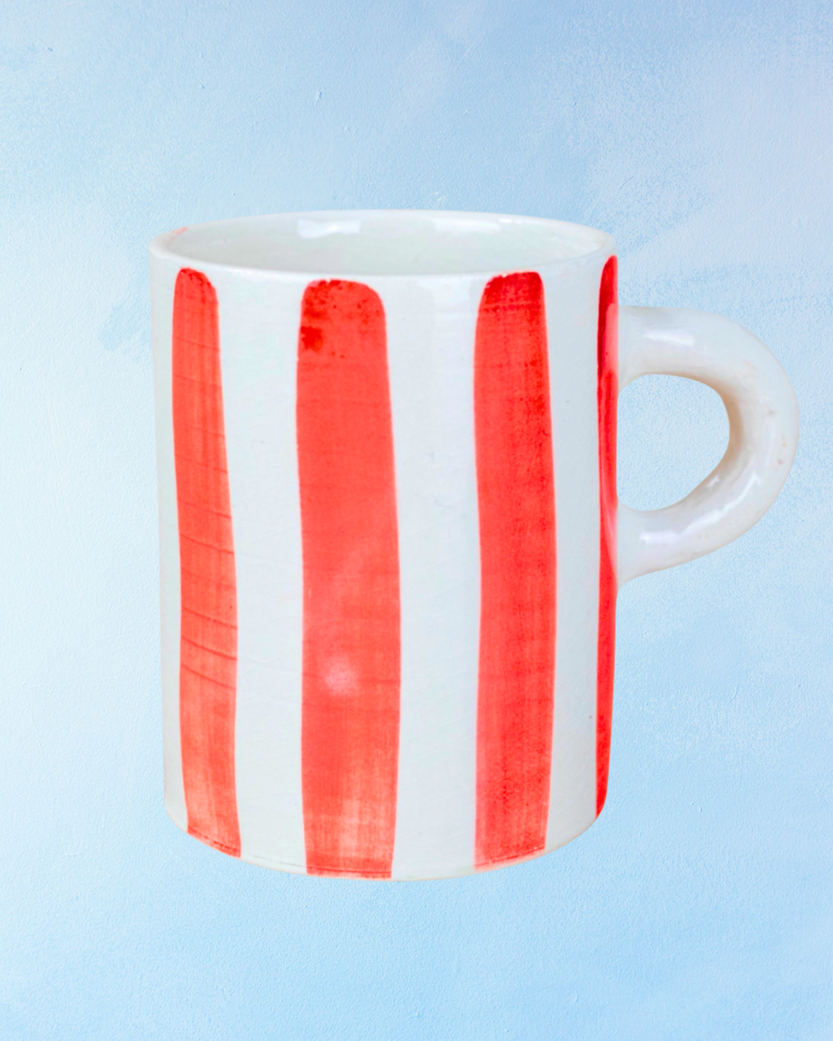 ceramic - red painted stripe mug