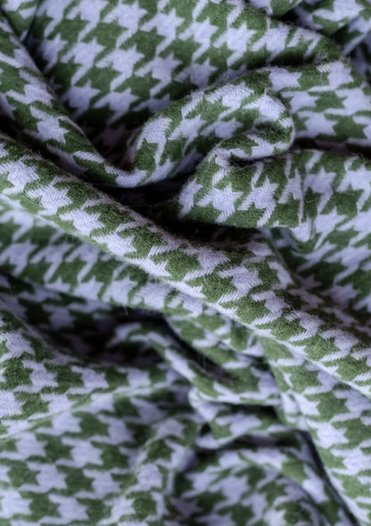 lambswool scarf - olive houndstooth