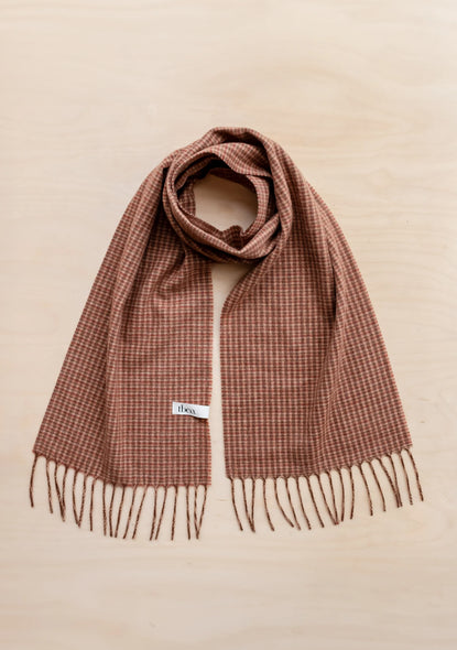 lambswool scarf - camel tweed check