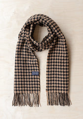 lambswool scarf - camel houndstooth