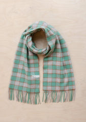 oversized lambswool scarf - mint outline gingham