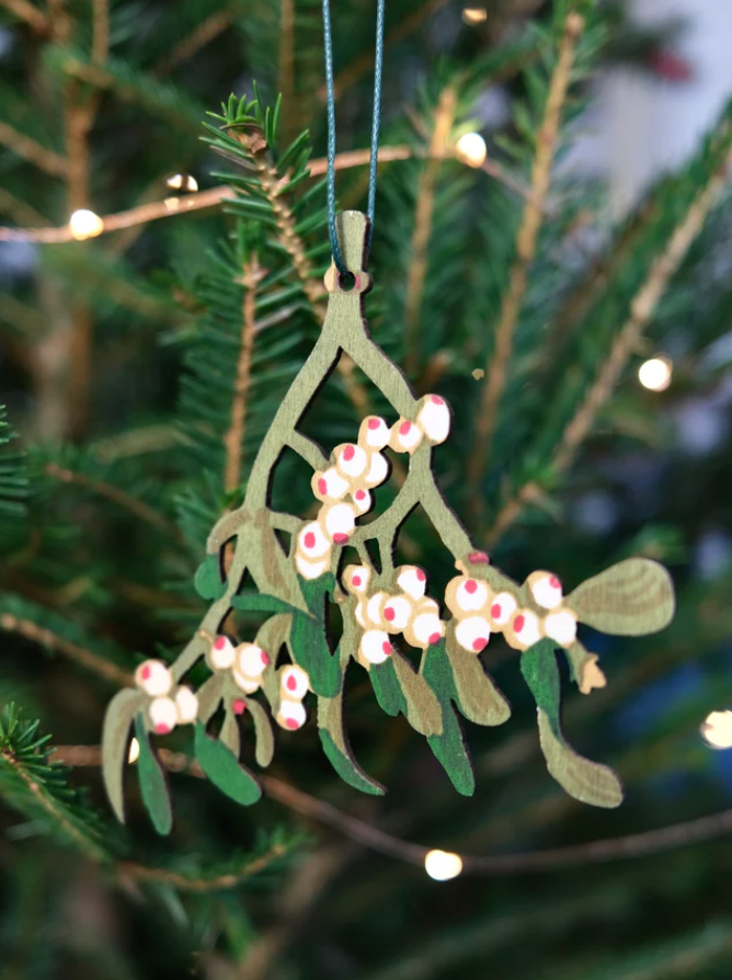 ornament - wooden mistletoe
