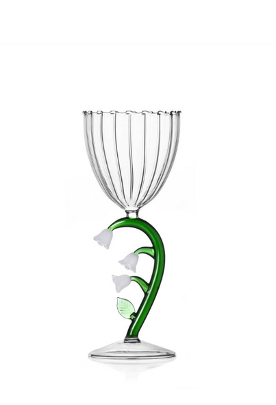 stemmed glass - lily of the valley