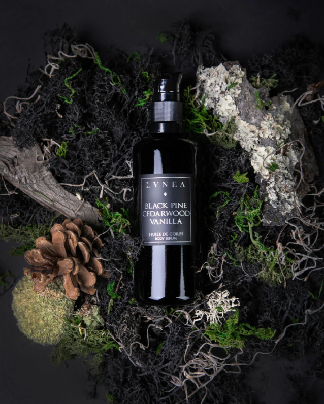 body oil - black pine, cedarwood, vanilla