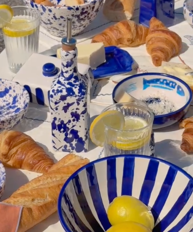 distributeur d'huile en céramique - bleu persan