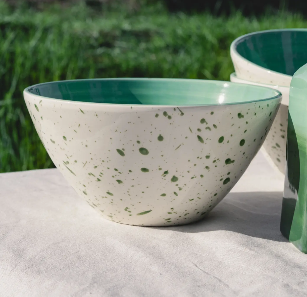 ceramic - splatter green salad bowl