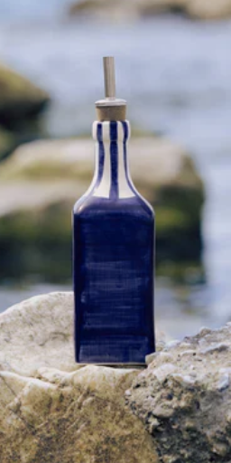 ceramic - painted blue oil dispenser