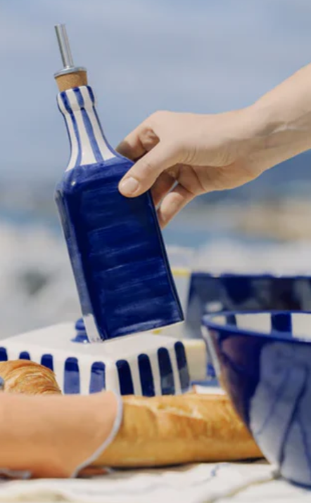 ceramic - painted blue oil dispenser