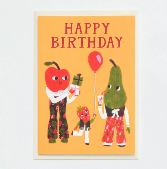 greeting card - happy birthday, pear