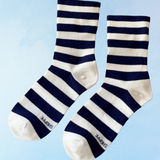 socks - wally - navy stripe