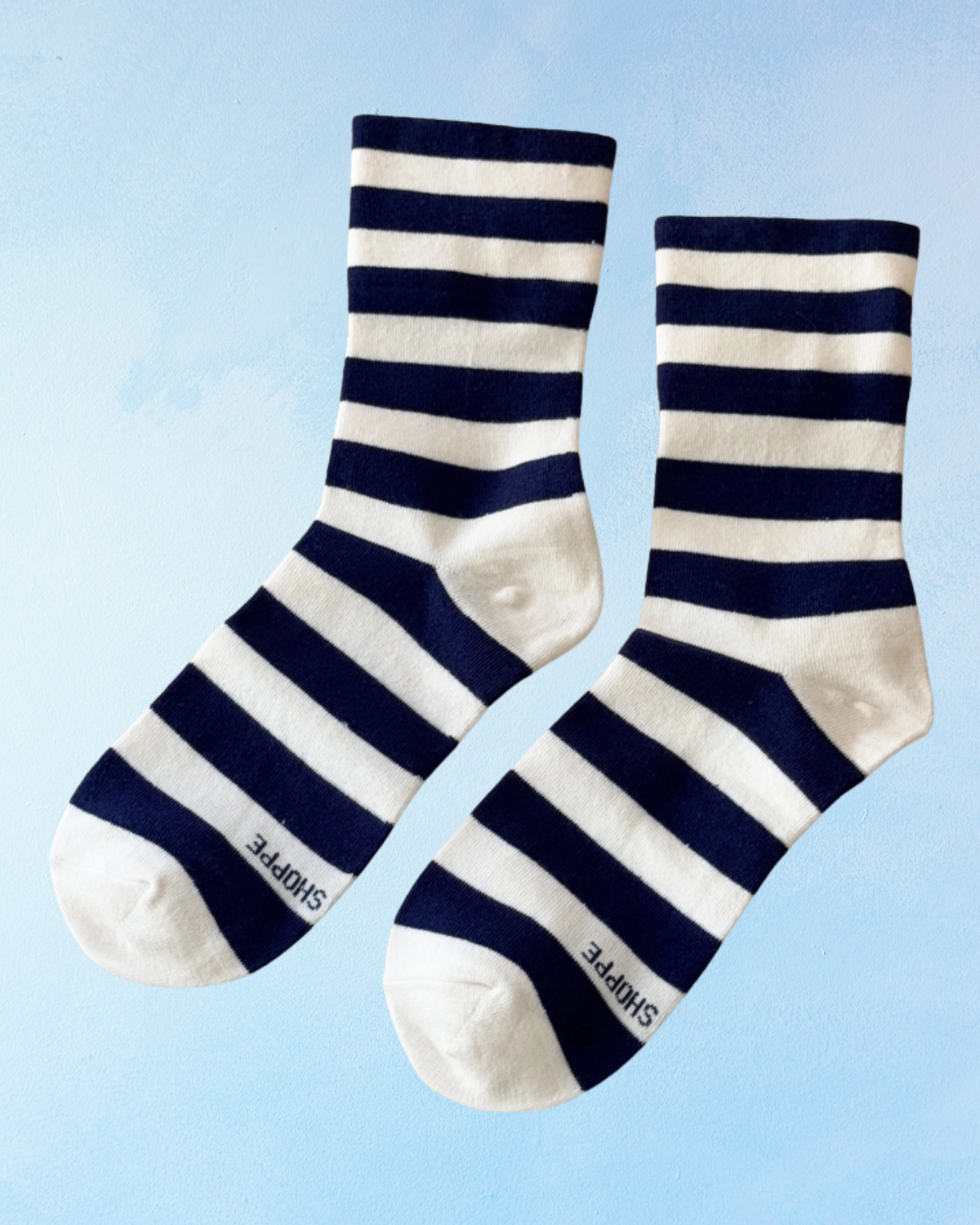 socks - wally - wide navy stripe
