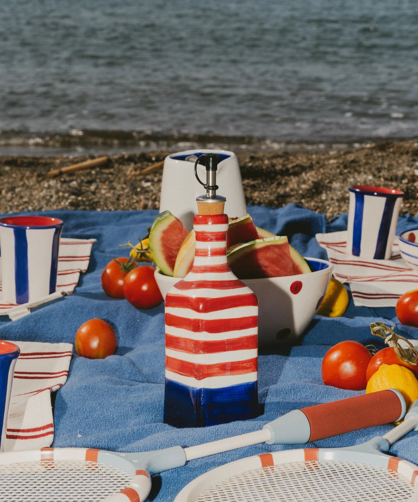 ceramic - coastal stripe oil dispenser