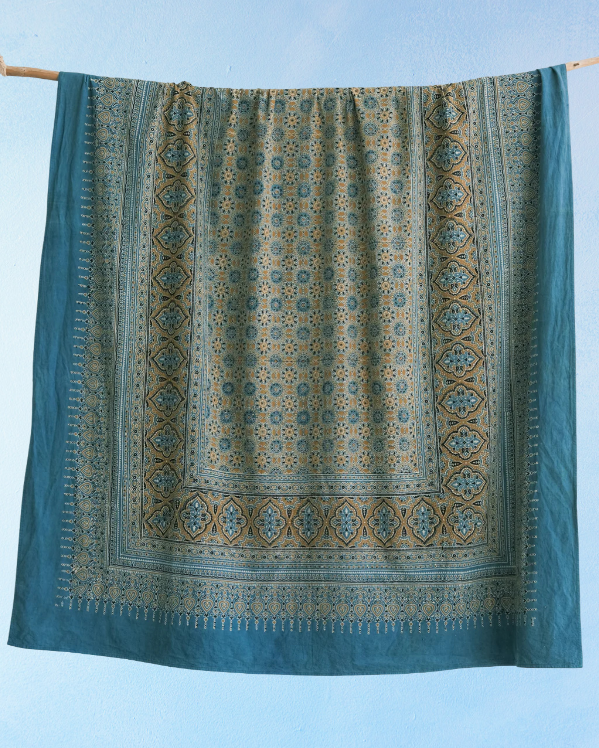rectangle tablecloth - ajrakh golden sun