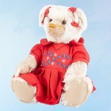 stuffed toy - red dress mohair jointed teddy bear