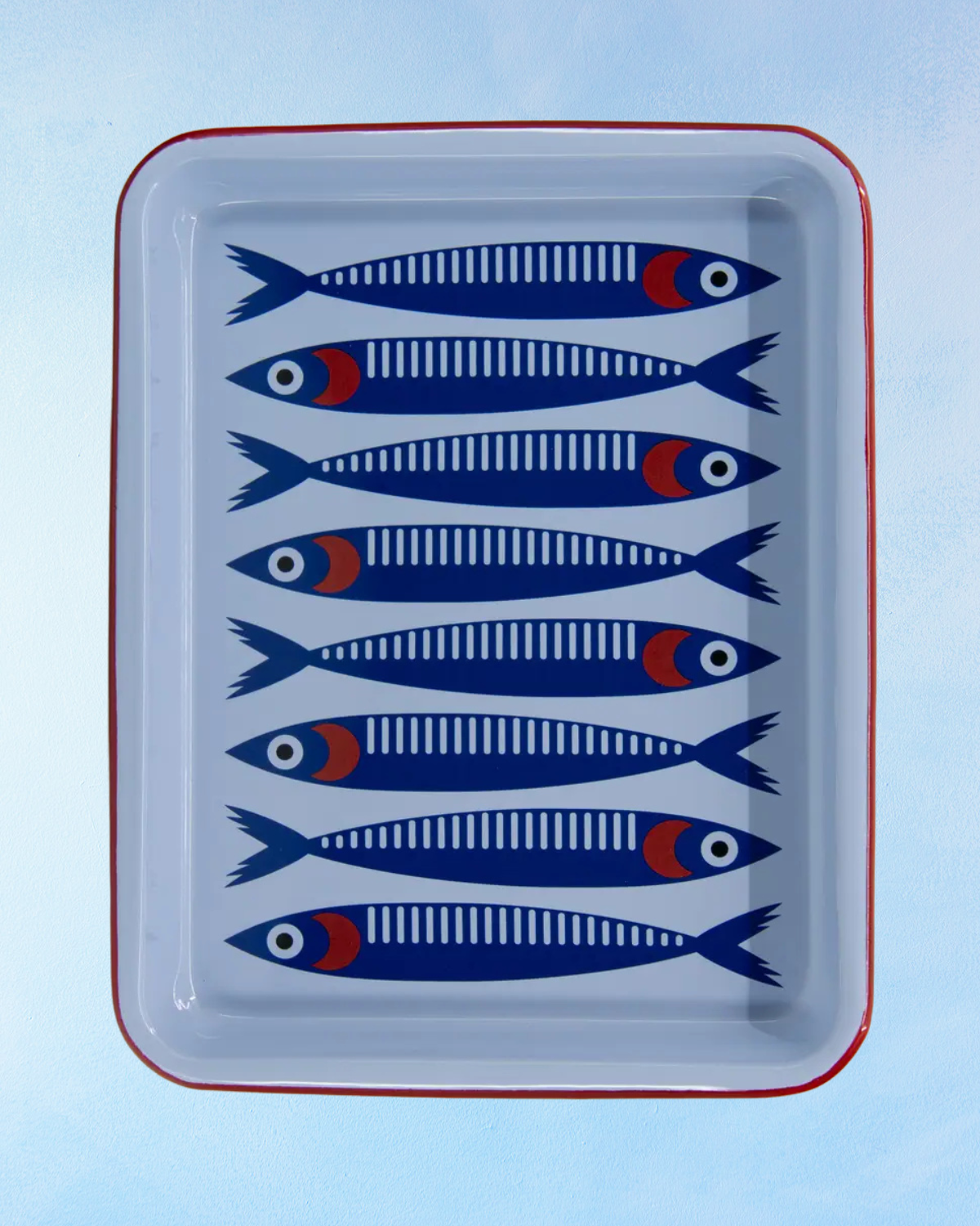 enamelware - tray: anchovies