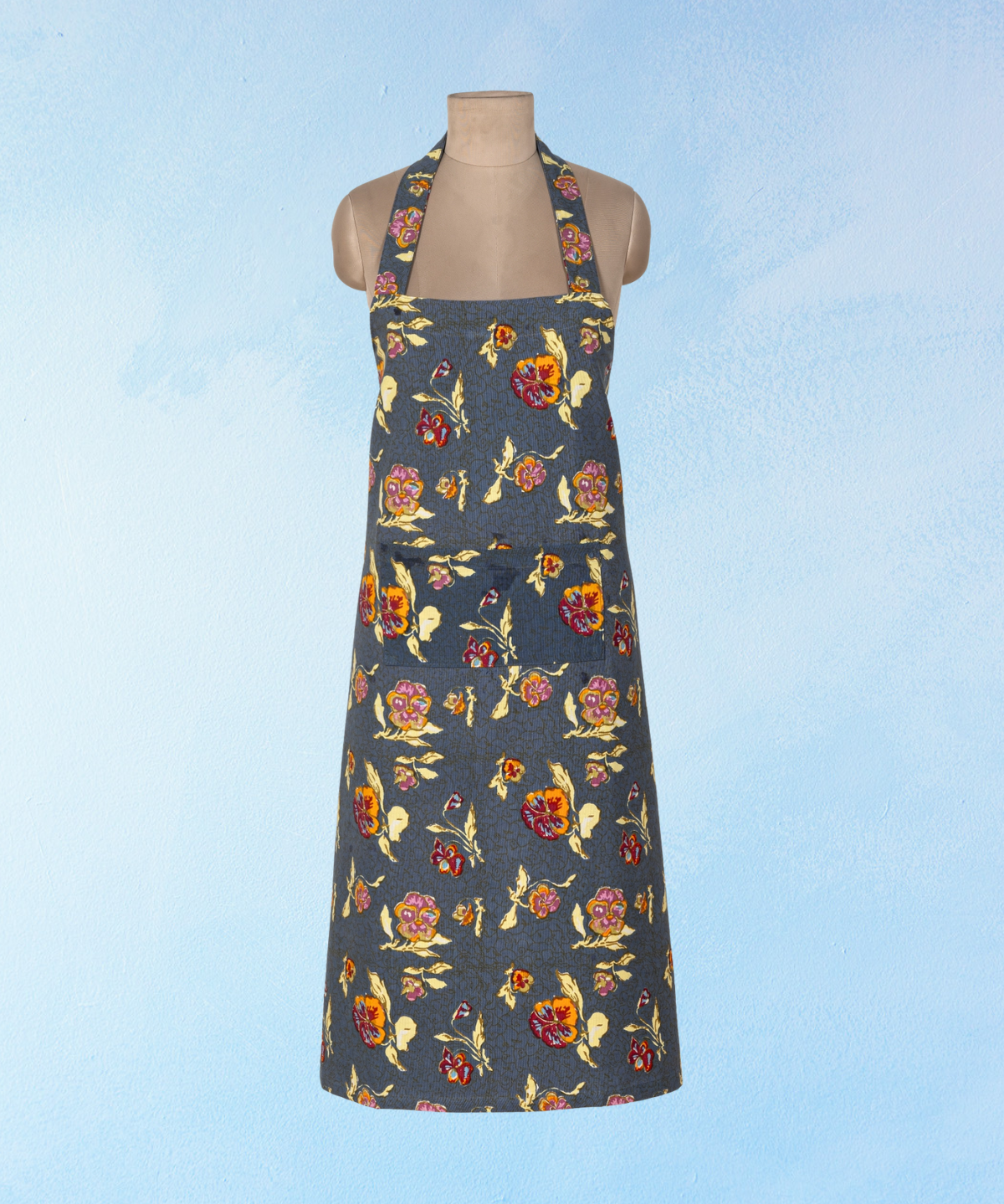 apron - pansy red and grey