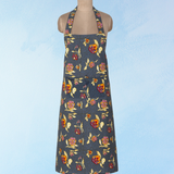 apron - pansy red and grey