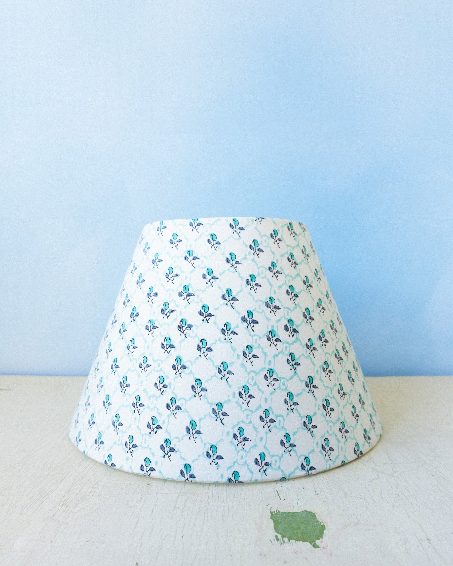 lampshade - teal and grey flower design