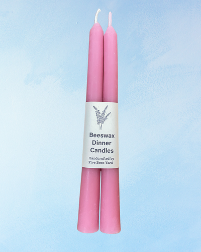 candle - pair of beeswax tapers - arctic pink (multiple sizes)