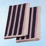 napkins - block stipe: aubergine and mauve (set of two)