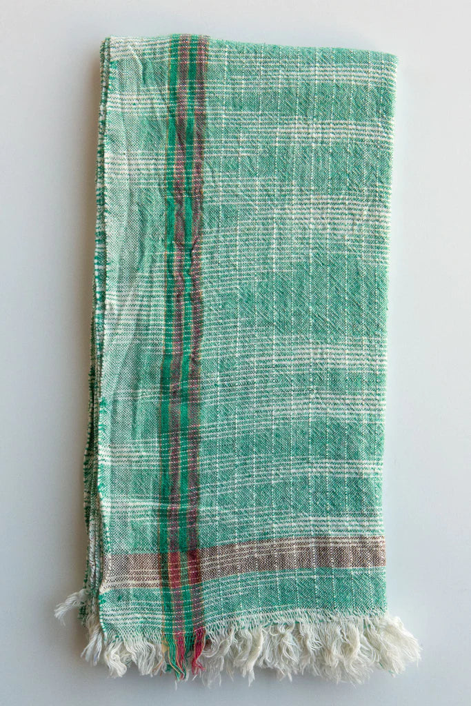 kitchen towel - teal chambray