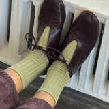 socks - her cotton ribbed - avocado