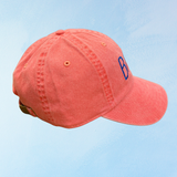 baa hat - coral & royal blue