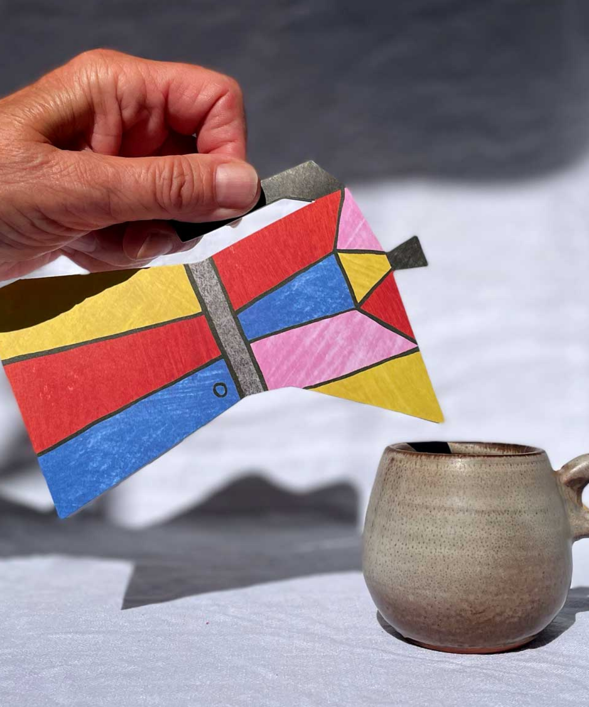 greeting card - colour block coffee pot