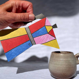 greeting card - colour block coffee pot