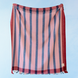 couverture en laine - carreaux roses et rouges