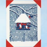greeting card - snowy birds (5 pack)