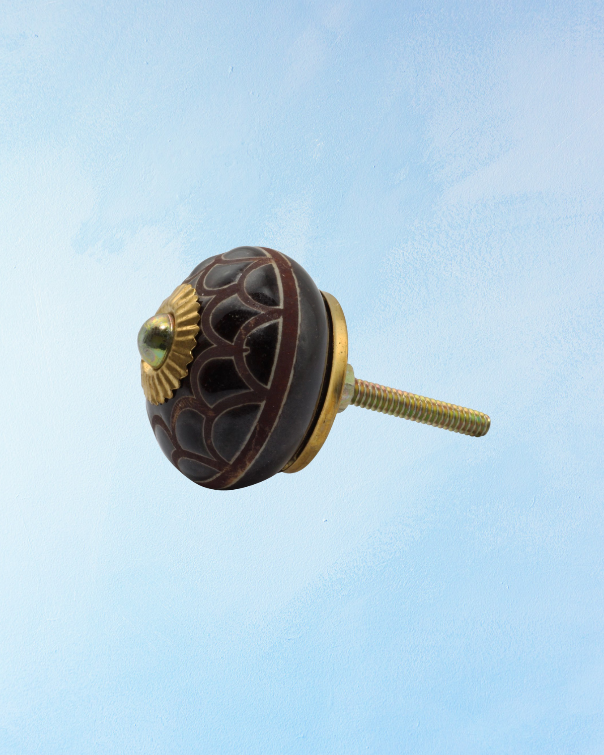 ceramic furniture knob - black and maroon