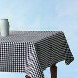 tablecloth - linen black and white gingham