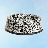 enamelware - pet bowl - black and white splatter