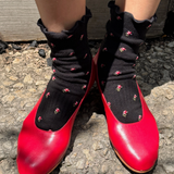 socks - ruffled hugger - black petal