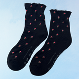 socks - ruffled hugger - black petal