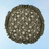 pillow - block-print ruffled vine
