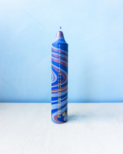 advent calendar candle - marble blue