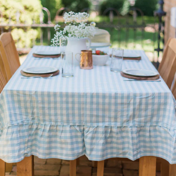 tablecloth - blue ruffled gingham