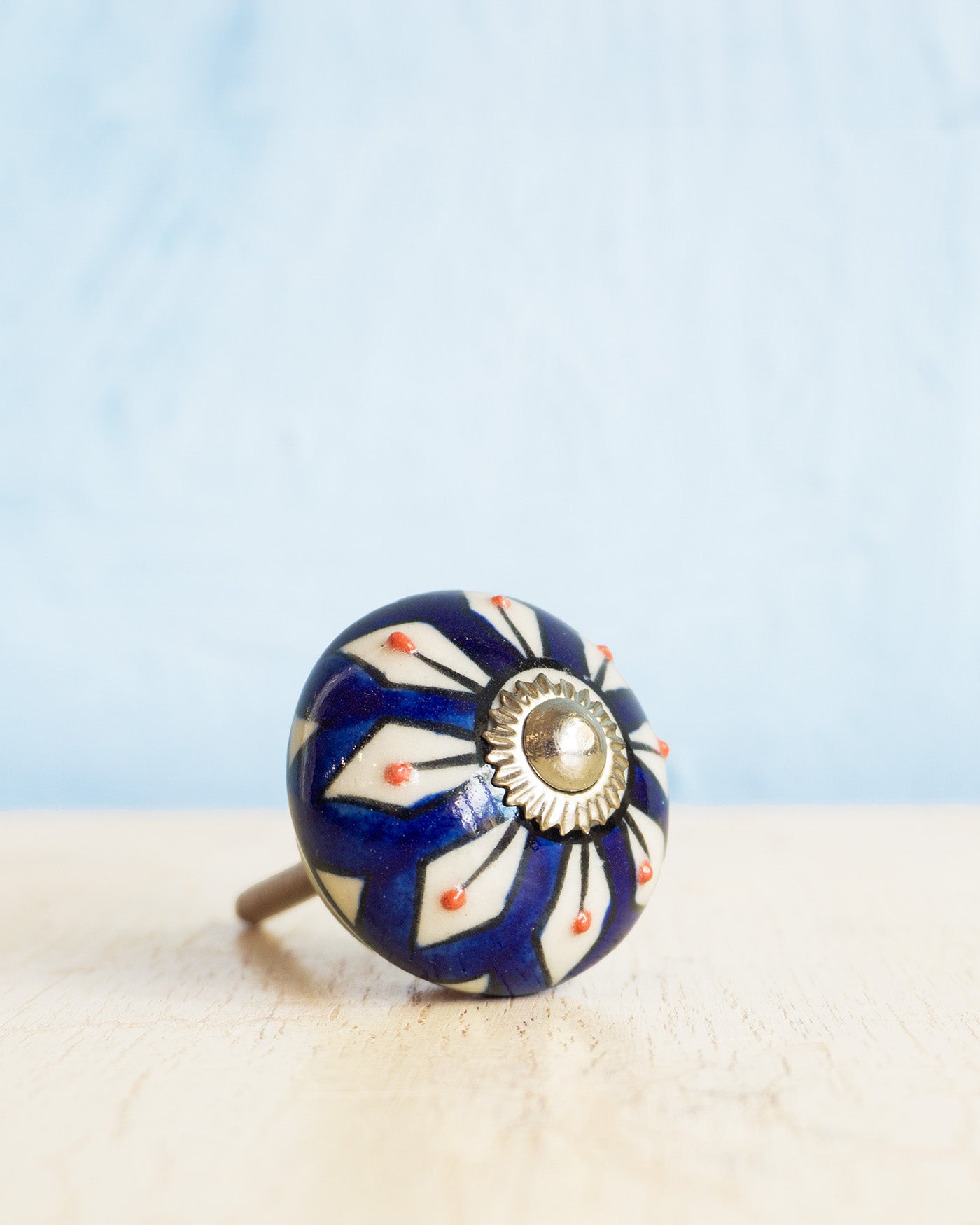 ceramic furniture knob - navy flower