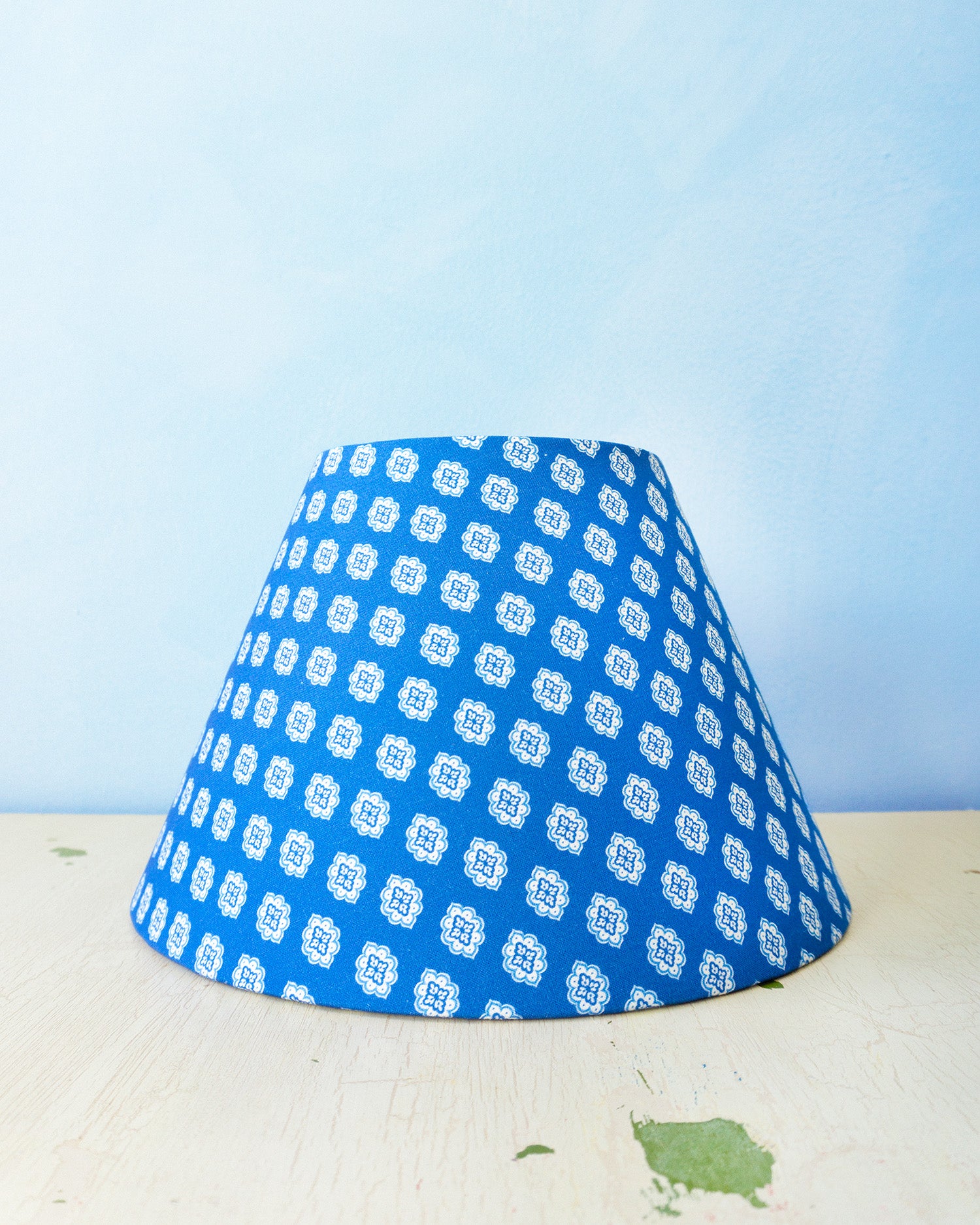 lampshade - blue with white flowers