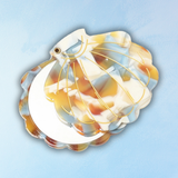 compact mirror - shell - blue & beige