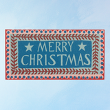 greeting card - merry christmas blue and red long (pack of 6)