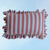 pillowcases - blue & red stripe ruffle