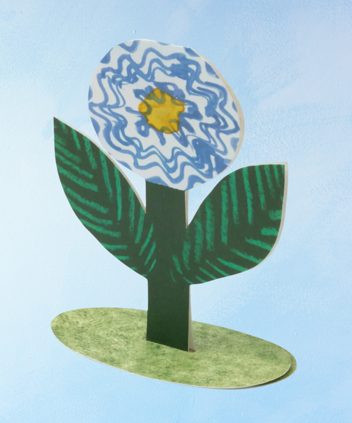greeting card - stand-up blue flower