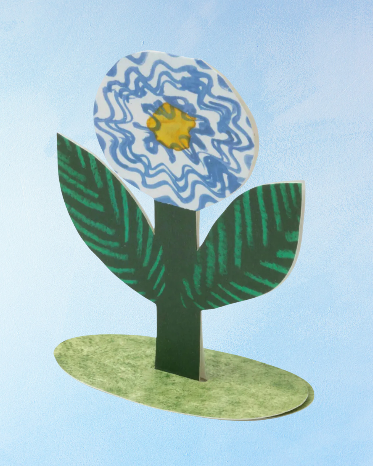 greeting card - blue flower (stand-up)